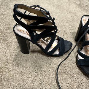 Sam Edelman Yardley Sandal, size 7.5M, color black, suede lace up